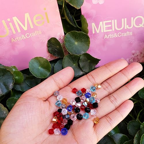 Miniatura 4 de 480 cuentas de cristal con forma de bicono facetadas de 0.236 in, cuentas espaciadoras de cristal para pulseras, collares, decoración a mano para