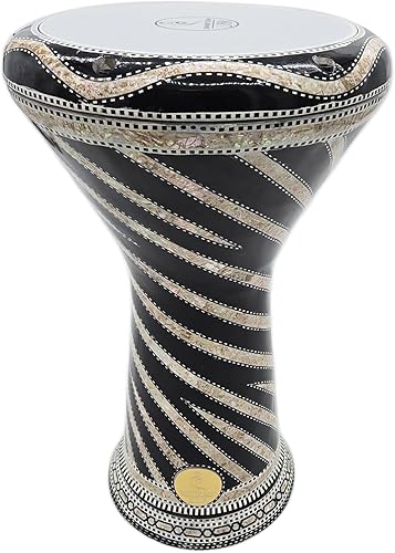 Miniatura 65 de El impresionante Darbuka Doumbek Gawharet El Fan metálico de 17.75 pulgadas (negro metálico)