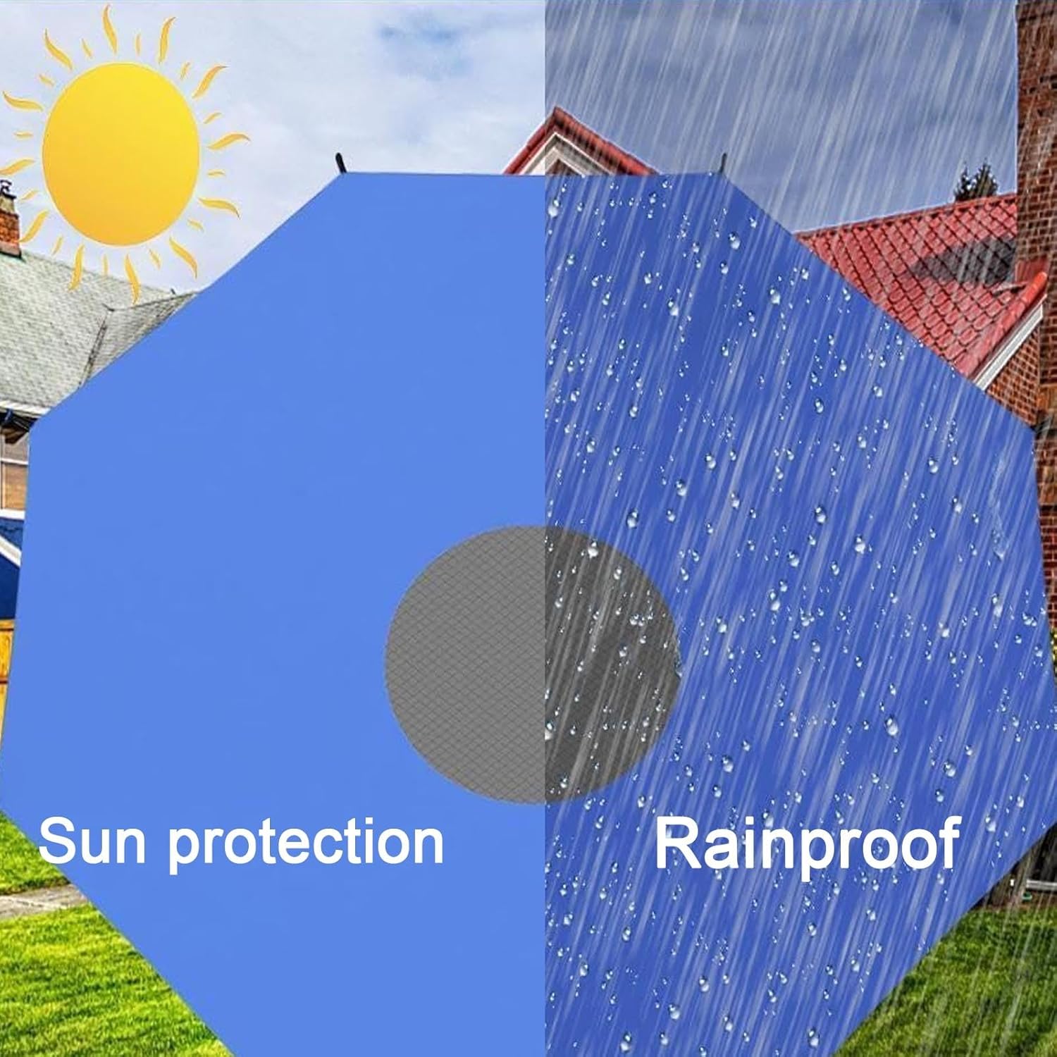 Waterproof Trampoline Canopy Cover, UV Protection Shade for 6ft to 16ft Trampolines, Outdoor Sunshade Roof, Durable Top Shade for Adult and Kids Trampoline Use