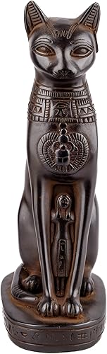 Estatua egipcia antigua de la diosa Bastet gato de piedra negra pesada fabricada en Egipto Bastet en su forma tardía de una mujer cabeza de gato en