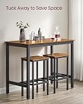 VASAGLE Ensemble de table, comptoir avec chaises à barres, industriel pour cuisine, vie, brun rustique ULBT15X