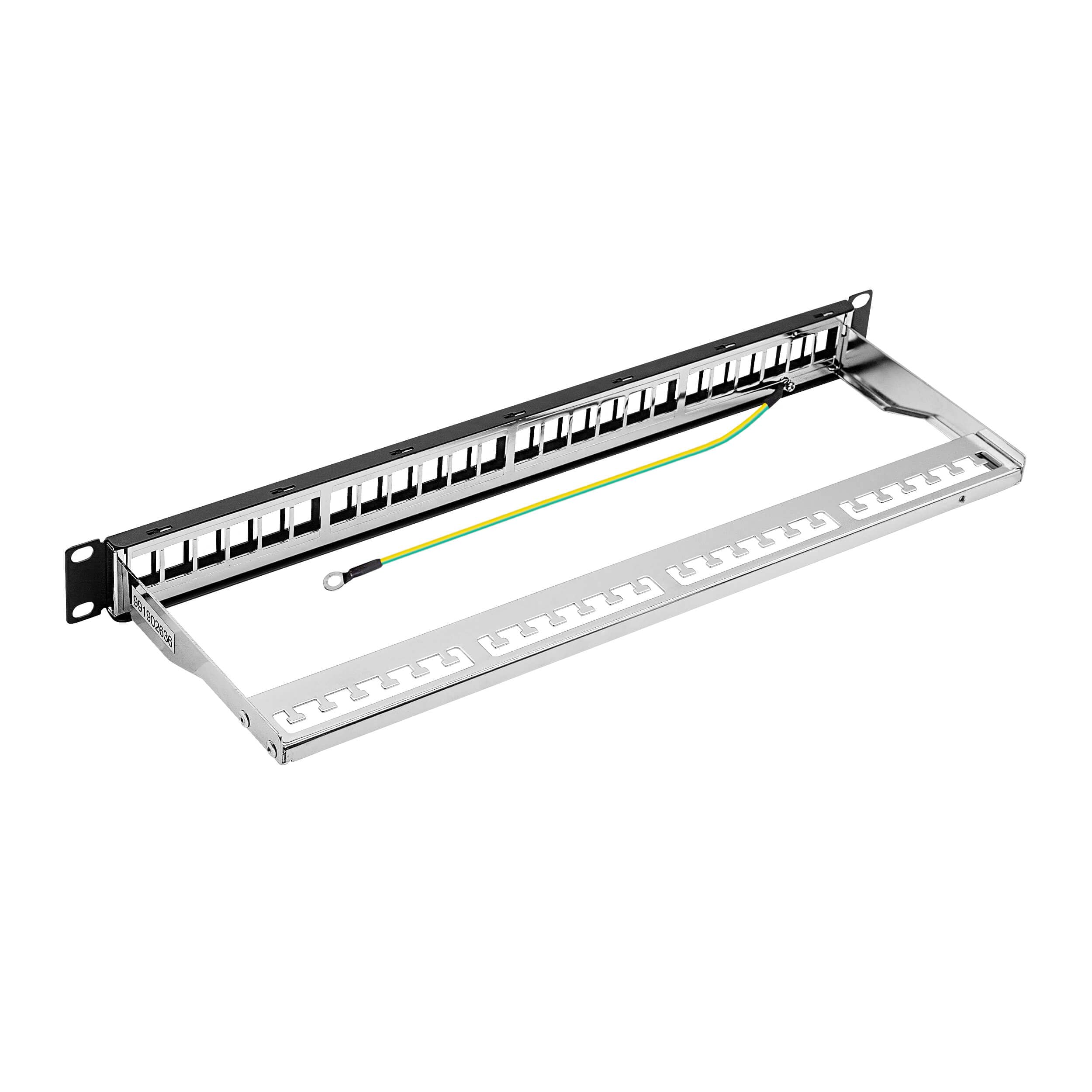 ProfiPatch Cat8 Patchpanel mit 24 Keystone Module RJ45 Patchfeld 19 Zoll 40 Gbit/s 2000MHz 24 Port Verteilerfeld RJ45 Rackeinbau Geschirmtes Keystone Patchpanel 1HE für Verlegekabel, Lan Kabel schwarz