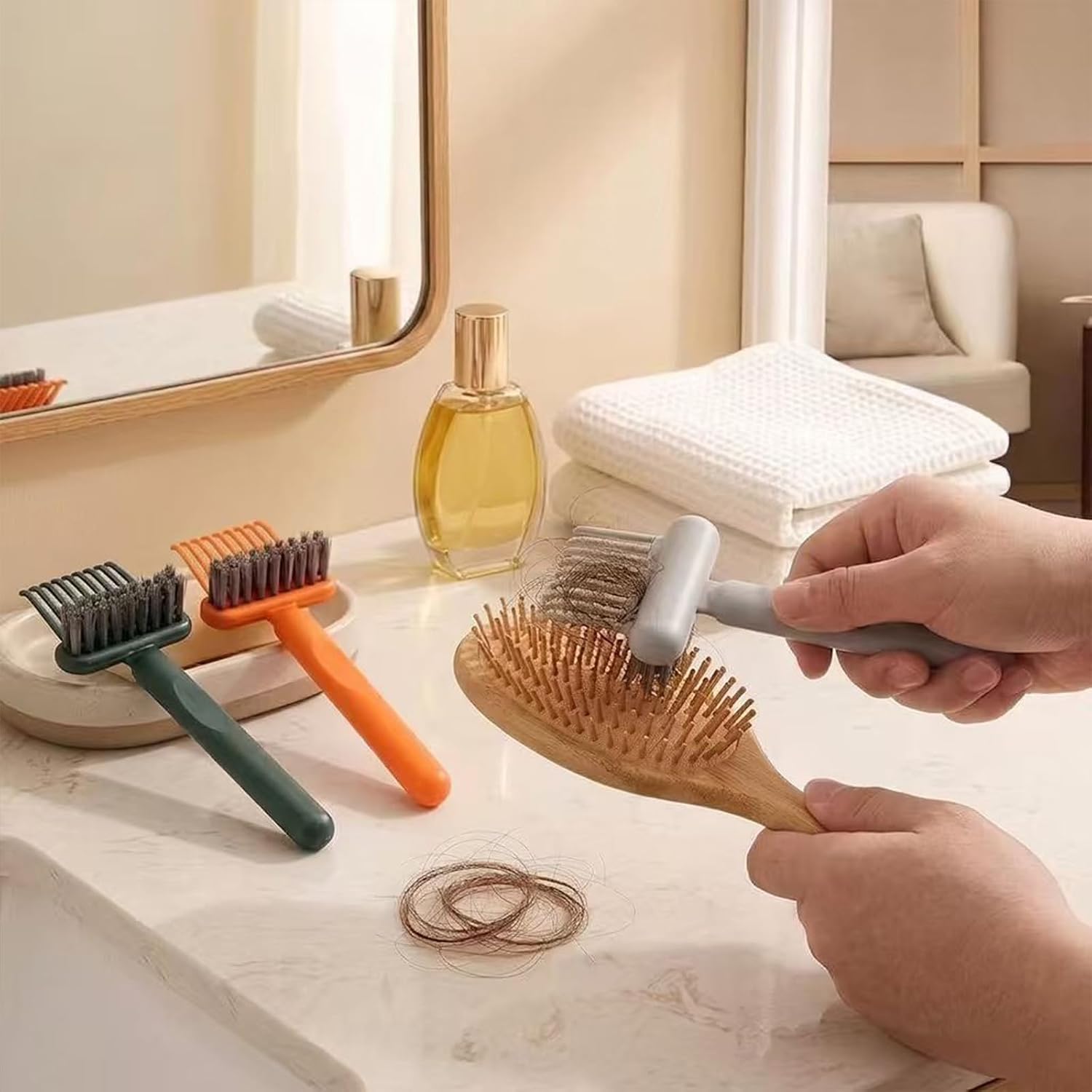 Hair Brush Cleaner Tool 3 Pack Multi-Color | 2-in-1 Scrubber and Remover Accessory, Portable Comb Rake for Dust, Cleaning Supplies for Salon and Home