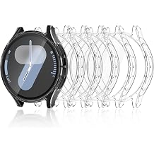 Screen Protector Compatible with Samsung Galaxy Watch 7 Case, Fvlerz Soft TPU Plated Case All-Around Protective Screen Full Cover Bumper Compatible for Clear+Clear+Clear+Clear+Clear+Clear, 44mm