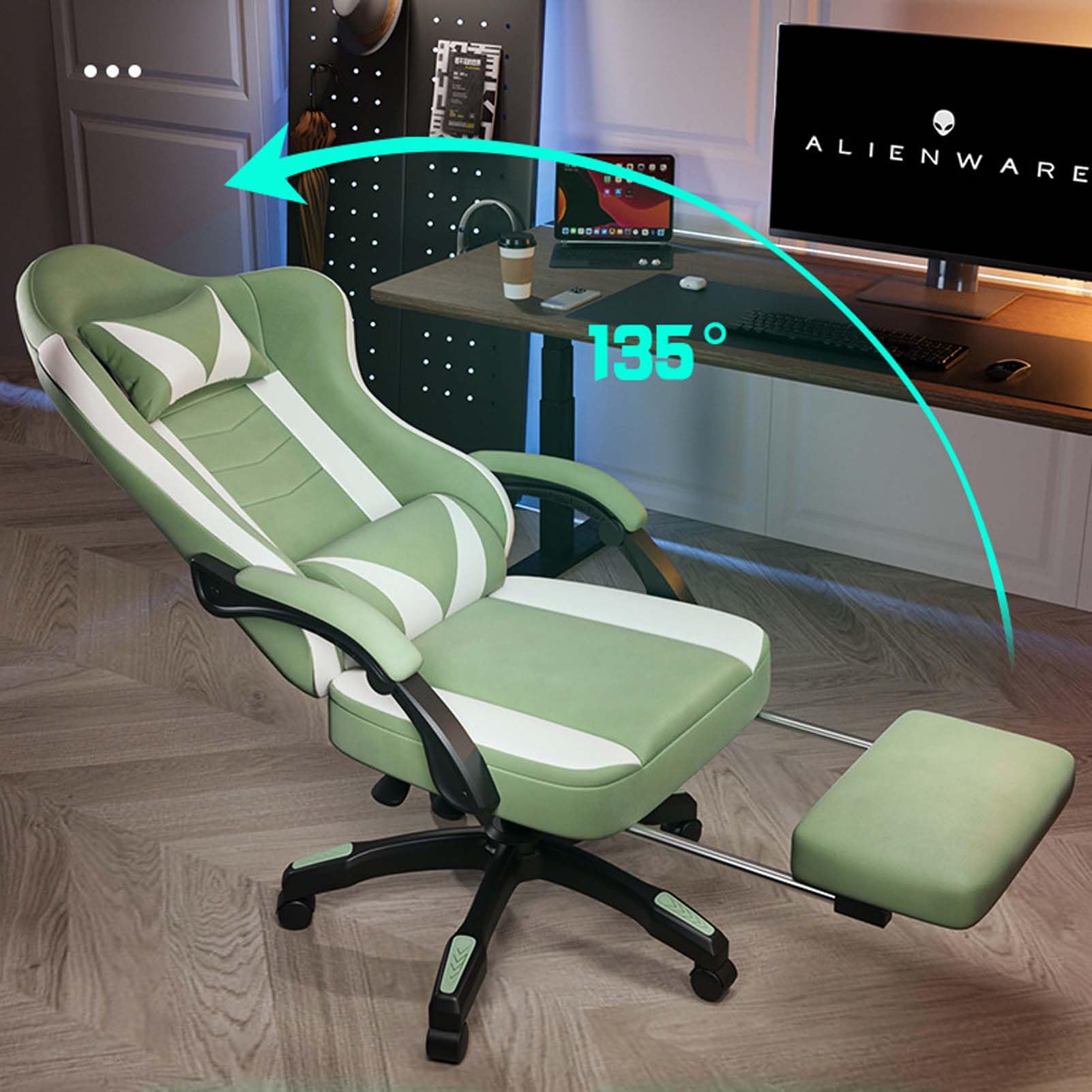 Ergonomiczne krzesło biurowe – regulowana wysokość, wyściełane siedzisko i oparcie, obrotowe kółka, krzesło komputerowe do nauki, gier, toaletki lub stacji roboczej