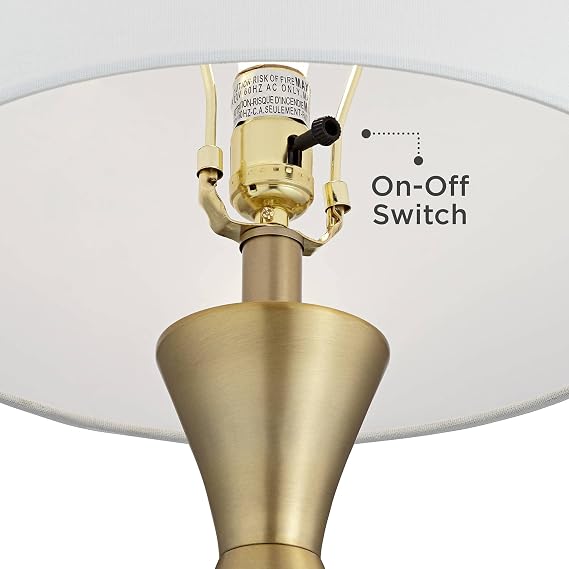 Elka 28 Tall Table Lamp Brass Finish Metal Luxury Geometric Modern Glam