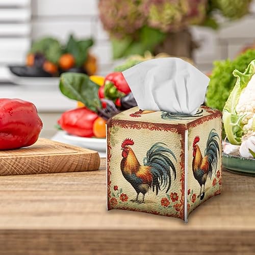 Miniatura 4 de Cubierta cuadrada para caja de pañuelosorganizador que no se cae con estrellas de mar de playa de piel sintética, soporte decorativo para caja de