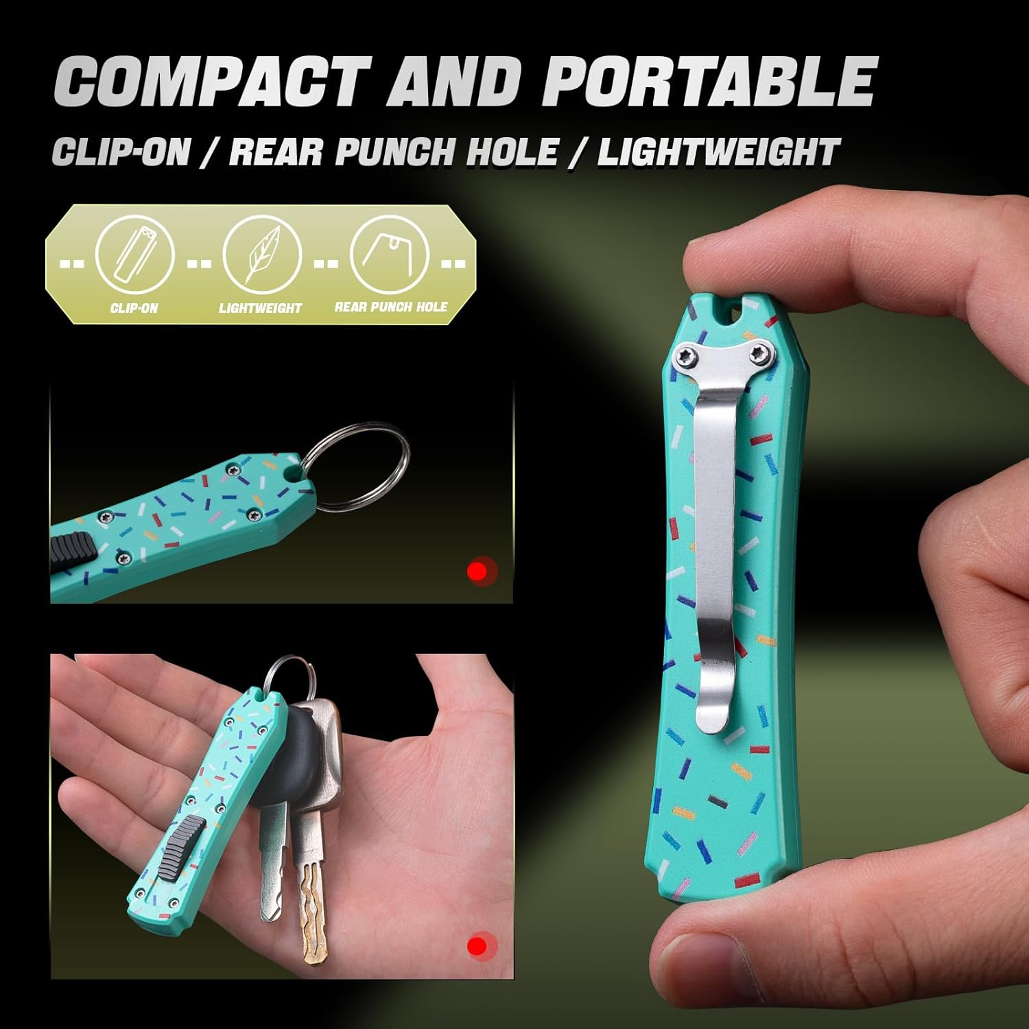 XXOK Utility Knife Retractable Knife Switch Blades with 20PCS Box Cutter Aluminum Handle Auto Scalpel Pocket Knife Gifts for Men and Women(Cyan donuts)