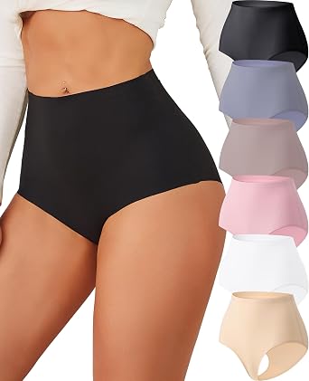 FINETOO Womens Underwear Seamless High Waisted Underwear for Women Silky No Show Briefs Breathable Panties for Ladies