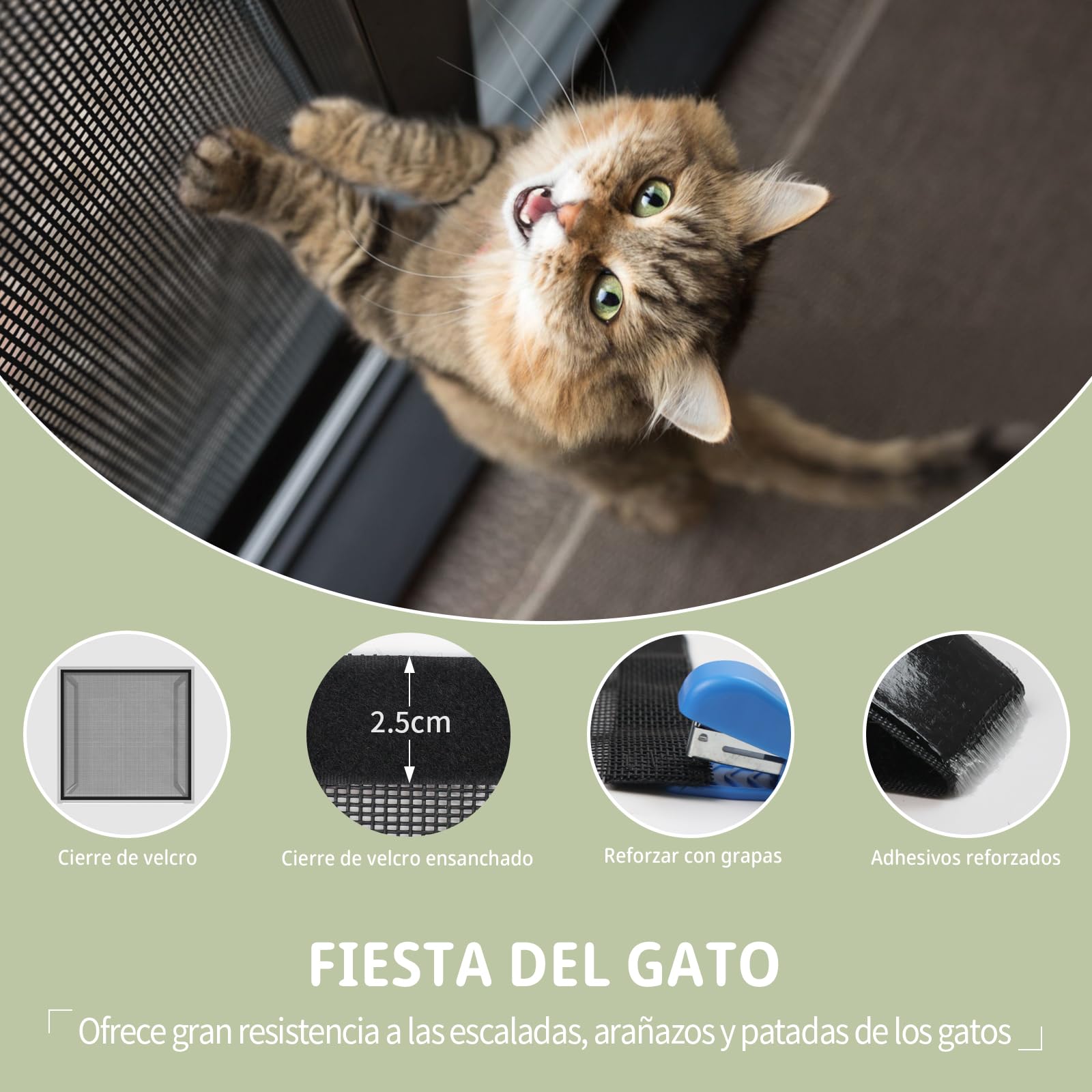 BKSAI Mosquitera Ventana Resistente Gatos Mosquitera Recortable sin Taladrar Reforzada Red Ventana Protección Gatos, 100 * 130cm Mosquitera Resistente a Arañazos Malla para Ventana Anticaída Mascotas
