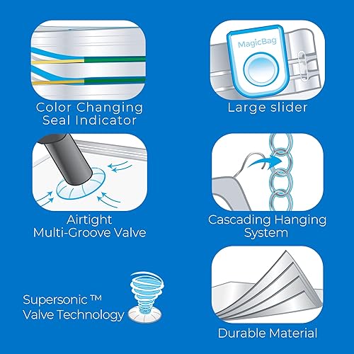 Miniatura 5 de Smart Design MagicBag - Bolsas de almacenamiento al vacío colgantes  Tamaño extra grande, 4 bolsas  Organizadores de armario y almacenamiento con
