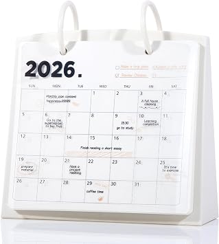 Flying Eagle 2026 Standing Flip Desk Calendar, Table Planner, White | JanDec 2026 With Monthly Planner,Fits For Desk And Bedside Table For Women