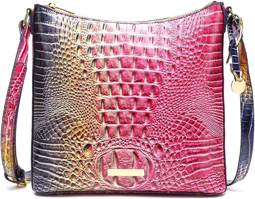 Shoulder Crocodile Flat Handbags for Women trendy Ladies Shoulder Bag Embossed Pattern Leather Crossbody Purse