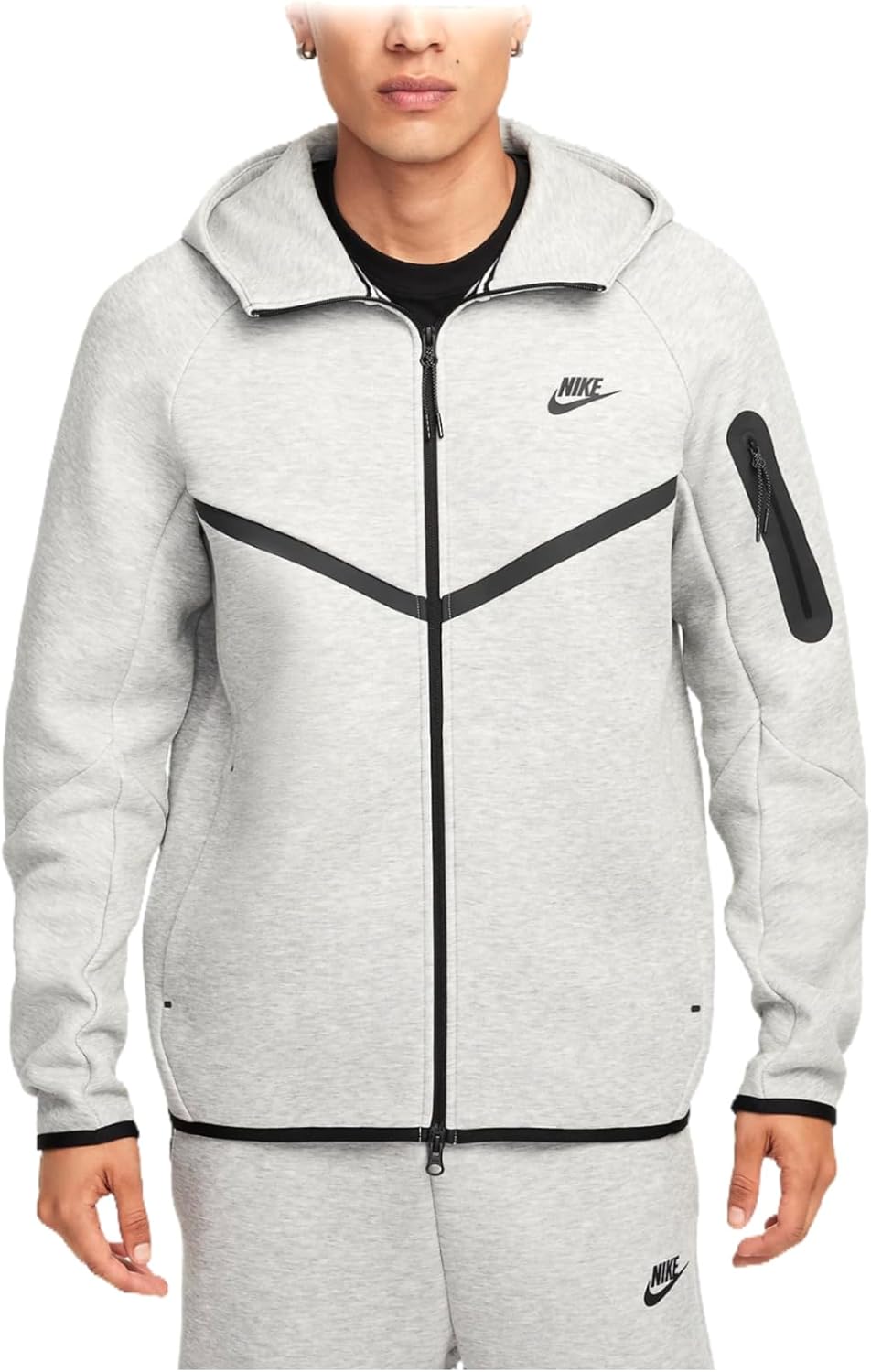 Nike Tech Men's Full-Zip Windrunner Hoodie (HV0949-063, Dark Grey Heather/Black) Size Medium Tall