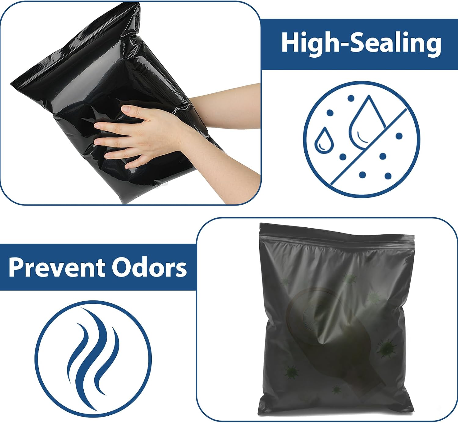 Ostomy Pouch Disposal Bags for Colostomy, Nappies, Incontinence Pad Drain Pouches Smell Proof Supplies, with Sealing Strip, 8"Lx8"W, 100 Pcs (8"Lx8"W)