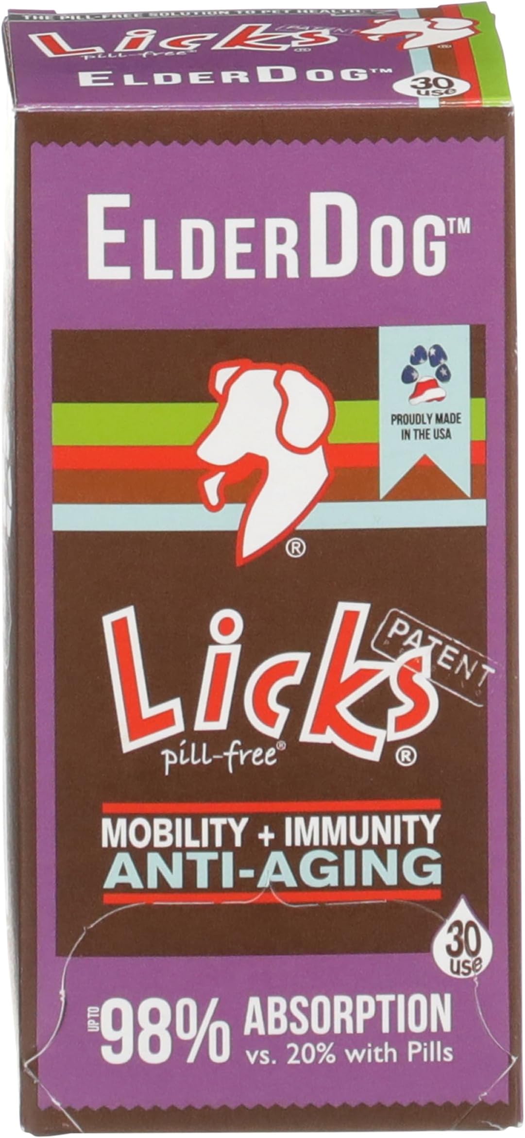Licks Senior Pet Health - Mobility, Digestion & Immune Support for Dogs - Omega 3 Fish Oil, CoQ10, L-Carnitine & Green Lipped Mussel - Pill-Free Gel Packets - Chicken Flavor - 30 Packets