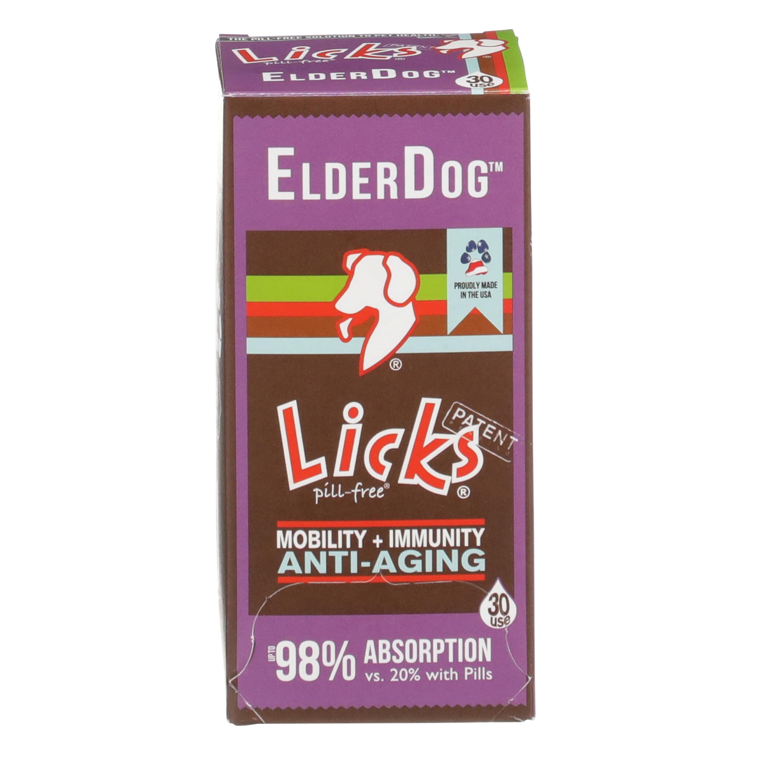 Licks Pill Free ElderDog - Older Dog Vitamins and Supplements - Joint & Immune Support Supplements for Dogs - Dog Coat & Digestion Supplement for Senior Dogs - Gel Packets - Roasted Chicken, 30 Use