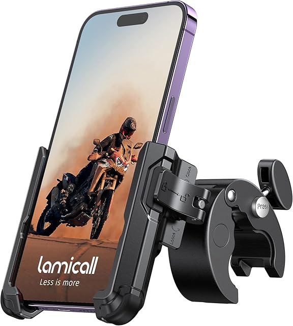 Lamicall Motorcycle Phone Holder for Filming - 1s Quick Release Universal Motorbike Phone Mount, Phone Holder Bike for iPhone 14 13 12 11 Pro Max Plus Mini, Xs XR X, Samsung S23 Ultra, All Cellphone
