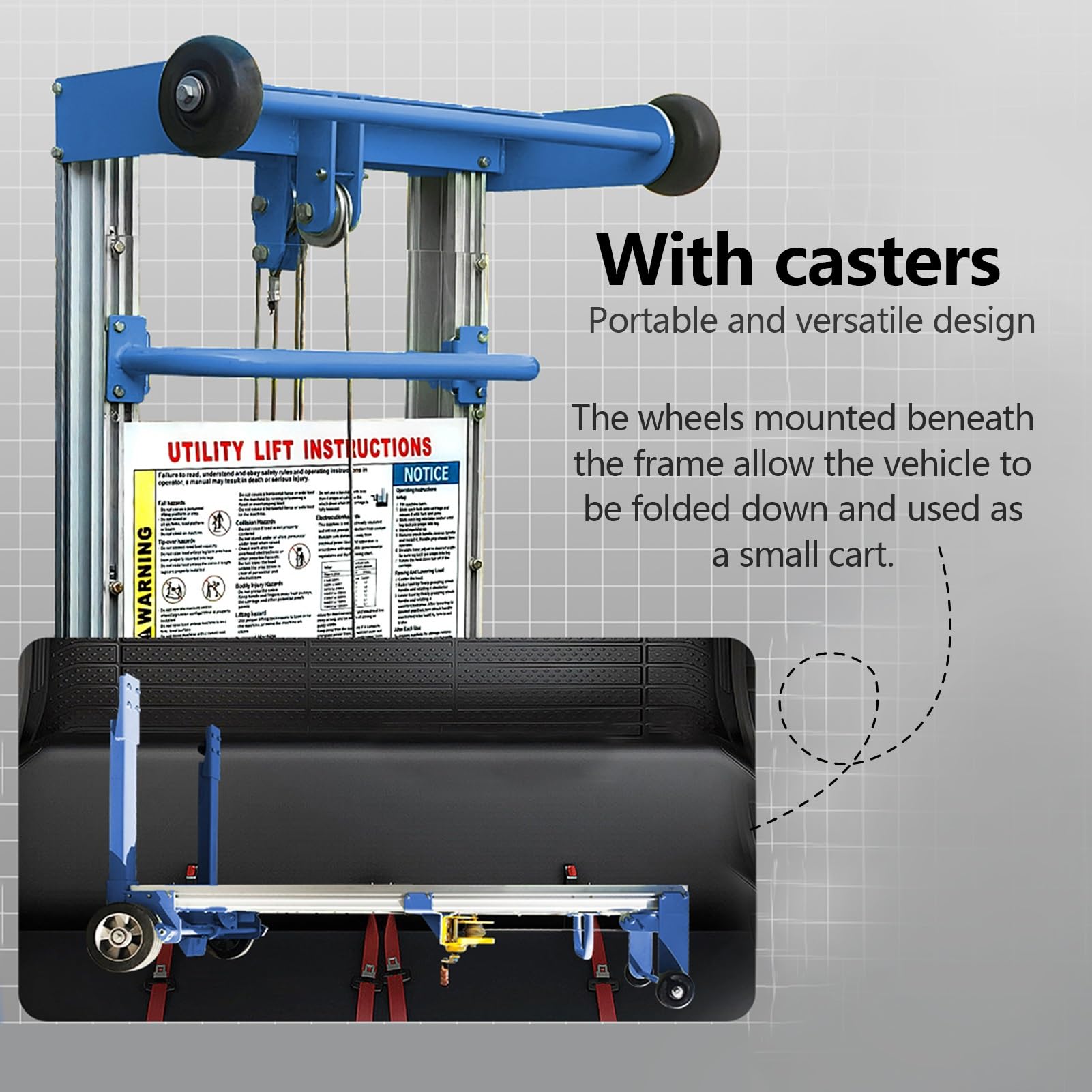 Transpaleta, elevador de cabrestante, portátil y plegable, capacidad de 350 a 550 libras