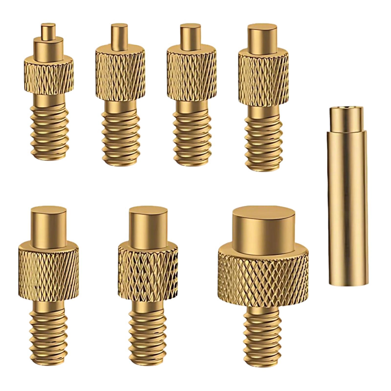 8 Pcs Soldering Iron Tips for Threaded Inserts, Brass Heat Set Insert Tips M2 M2.5 M3 M4 M5 M6 M8, for Plastic 3D Printer Components and DIY Projects, Applicable Standard 936 Soldering Iron