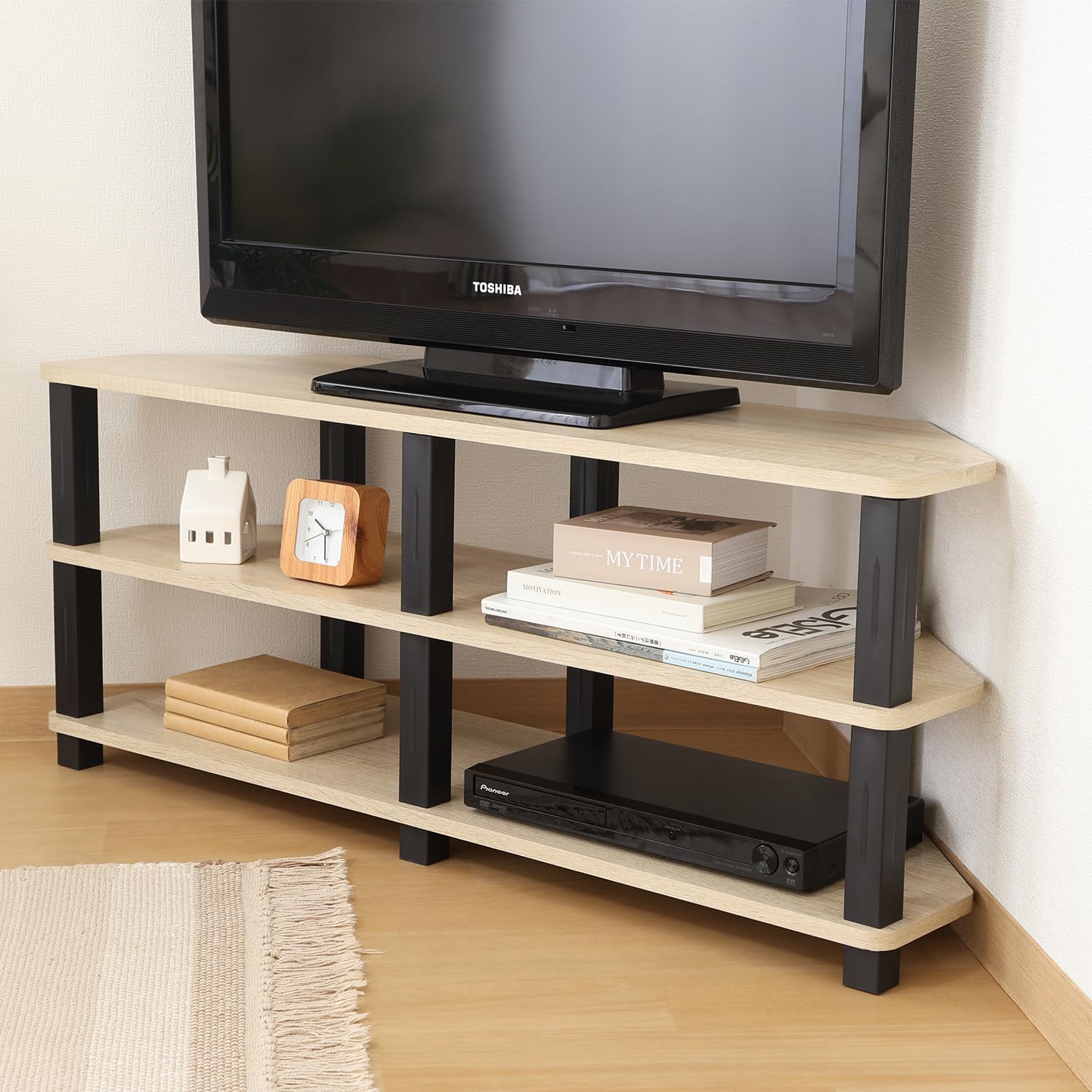Amazon.co.jp: 不二貿易 テレビ台 コーナータイプ 工具不要で