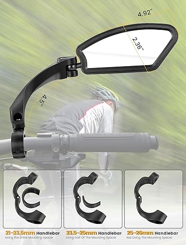 Miniatura 3 de Espejo retrovisor de bicicleta, soporte para manillar de bicicleta con lente de vidrio resistente a los arañazos, espejos universales ajustables