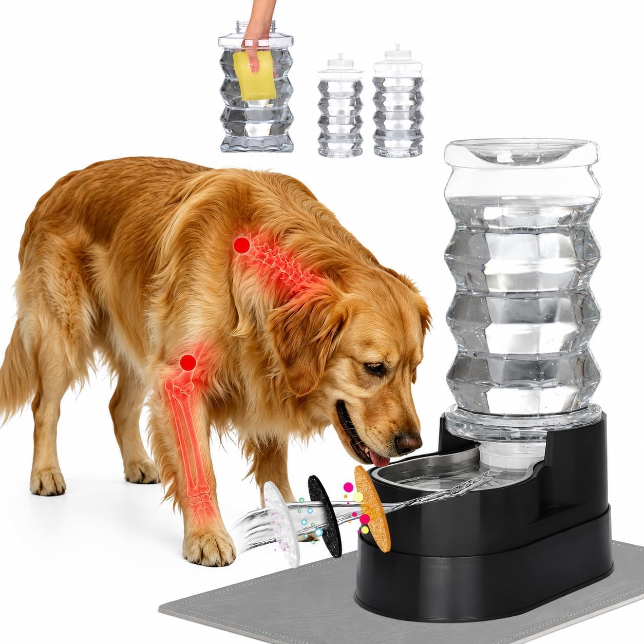 RIZZARI Abbeveratoio automatico per animali domestici, alimentato a gravità, in acciaio inox, 100% senza BPA, grande capacità per gatti e cani di taglia media e grande