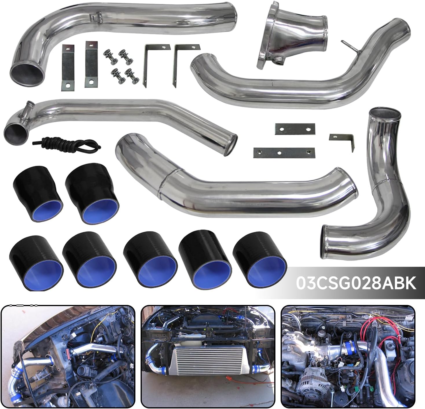 Front Mount Intercooler Pipe Piping Kit For 86-91 Mazda RX7 RX-7 FC FC3S 13B 1.3L Engine Single Turbo 300-700hp Black