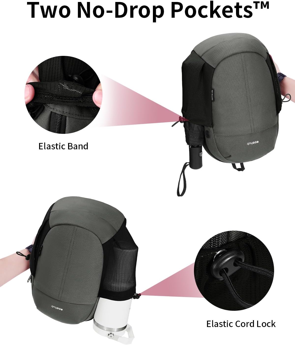 ECOHUB Crossbody Bags for Men with RFID Anti-Theft Lightweight Travel Hiking Sling Backpack Small Sports Shoulder Bag, Grey