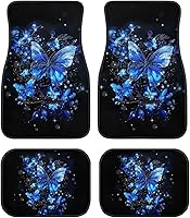 Vista 27 de Yewattles - Set de 4 alfombrillas para auto con estampado de rosa roja, delanteras y traseras, antideslizantes, ajuste universal para sedán