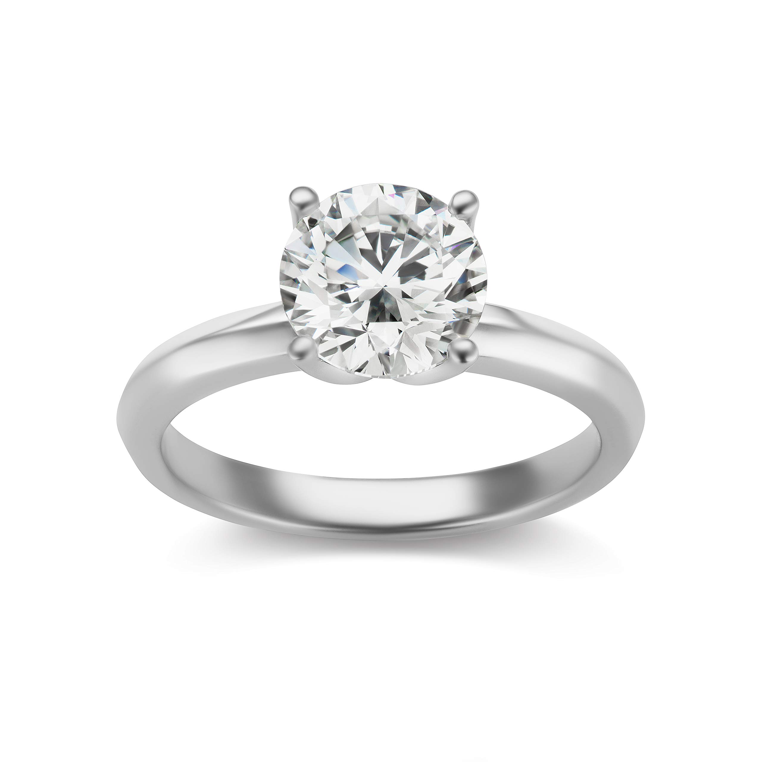 IGI Certified 2.0 Carat Colorless Round Brilliant-Cut Lab Created Diamond 14K White Gold Classic 4-Prong Solitaire Engagement Ring (E-F Color, VVS1-VVS2 Clarity) - Size 7