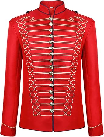 Mens Medieval Punk Jacket Military Steampunk Gothic Coat Marching Band Halloween Performance Cosplay