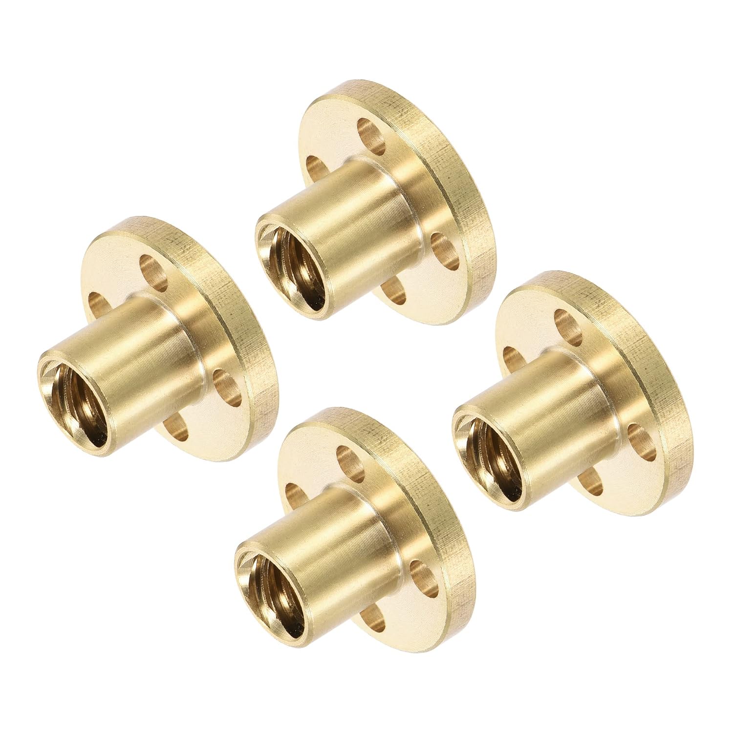 MECCANIXITY T8 Lead Screw Trapezoidal Nut Round 2mm Pitch 8mm Lead for 3D Printer Brass Tone Pack of 4