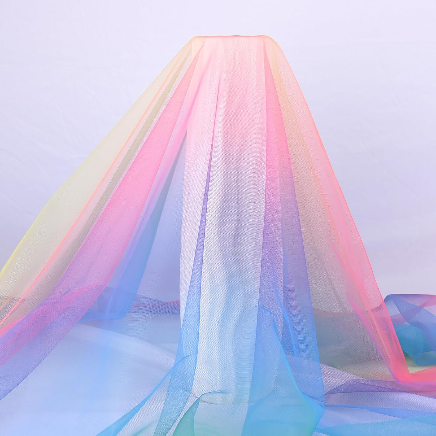 64 inch by 8 Yards Rainbow Tulle Fabric Rolls for Table Runner Chair Tutu Skirt Sewing Crafting Fabric Wedding Birthday Baby Shower Decoration