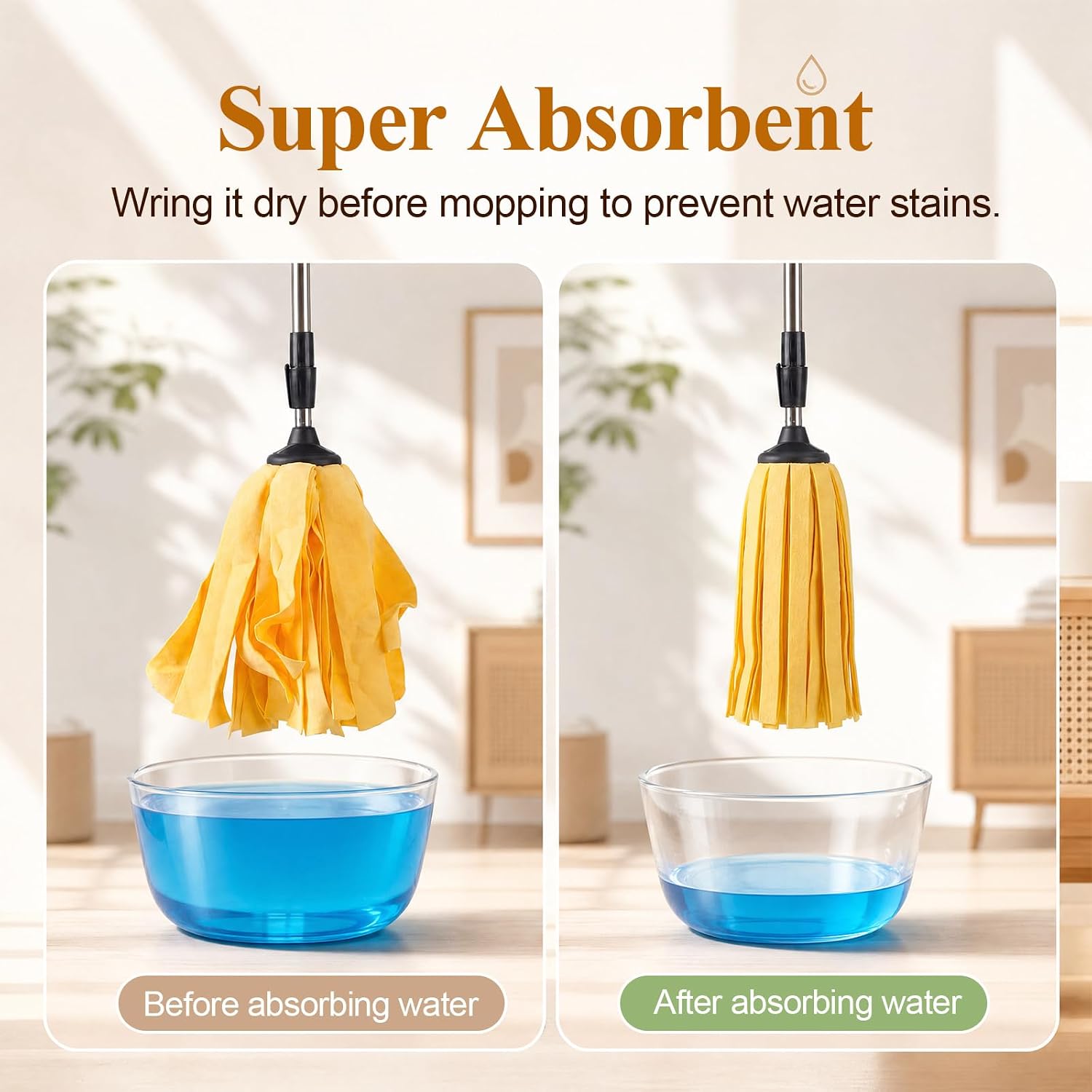 6 Pcs Shammy Mop Set Ultra Chamois Mop 2 Splicing Extendable Handles 4 Pack Head Replacement Refill Reusable Chamois Mops for Kitchen and Bathroom Floors Tiles Boats Decks and Car