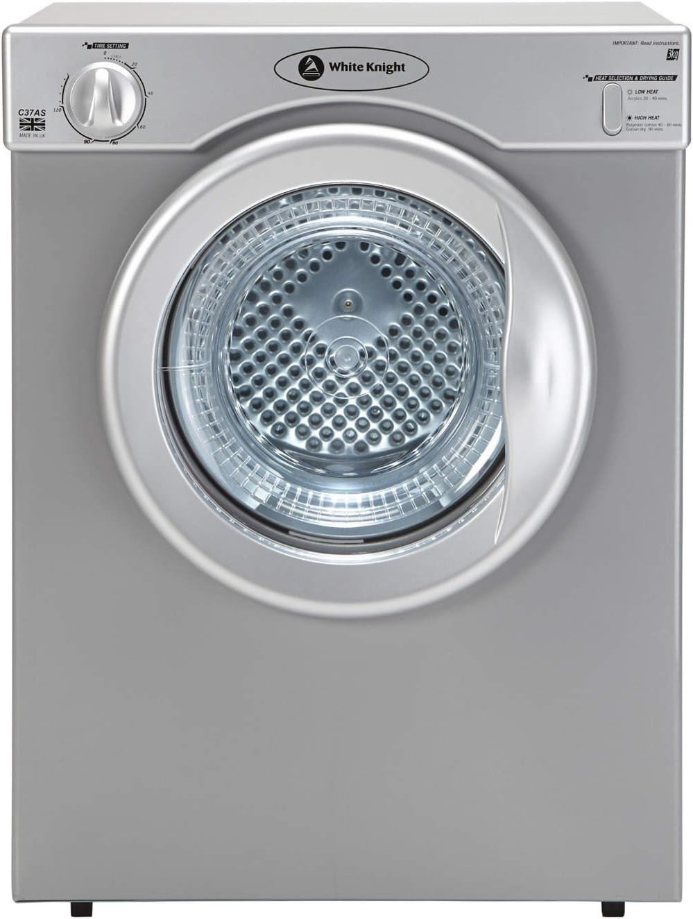 White Knight C37AS Freestanding Front-Loading 3kg C-rated Silver Tumble Dryer