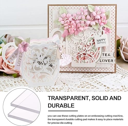 Miniatura 6 de BENECREAT 2 paquetes de almohadillas de corte acrílicas transparentes de 8.2 x 12.5 pulgadas, hoja de plástico acrílico para trabajos de troquelado,