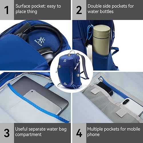 Miniatura 10 de KAILAS Q-WIND II - Mochila de senderismo de 28 litros con cubierta de lluvia para hombres y mujeres, impermeable, ligera, para viajes al aire libre