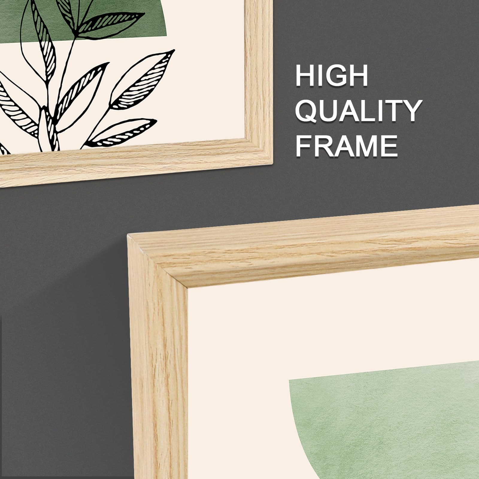 3 Pcs Wooden Framed Canvas Wall Art Set Bohemian Sage Green Canvas Prints Poster Geometric Line Beige Green Pictures for Living Room Bedroom Dinning Room Hallway Stairs Wall Decor 30x40cm x3pcs — view 212