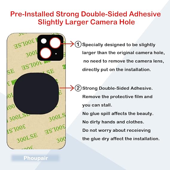 Back Glass Replacement Compatible with iPhone 13 6.1 Inches with Repairing Kit and Installation Manual (Blue)