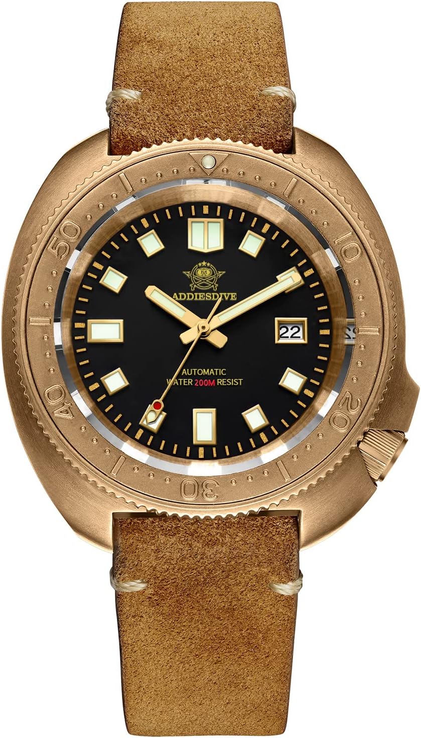 Bronze Automatic Dive Watch Mens Wristwatch 200 M Waterproof