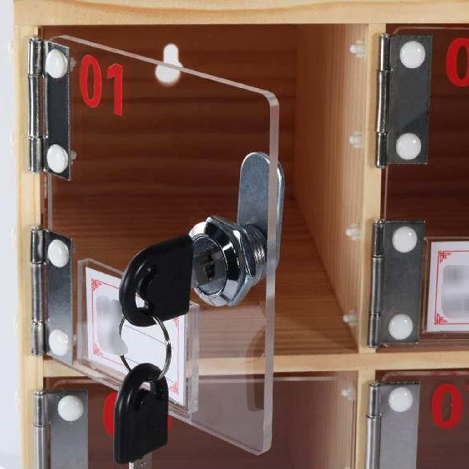 Mobile Phone Locker with Lock 25/30/40/50 Slots Acrylic Mobile Phone Safe Deposit Box Solid Wood Storage Cabinet,Company Conference Mobile Phone Storage Cabinet,40Grids,25Grids