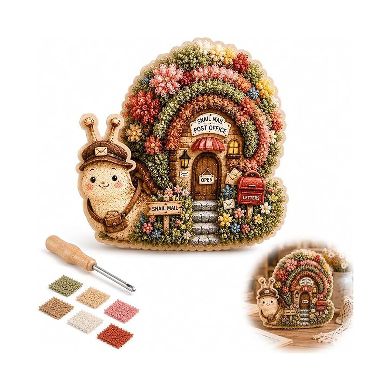 GUUZETU Whimsical Village 3D Fabric Poke Art Kit (#B)