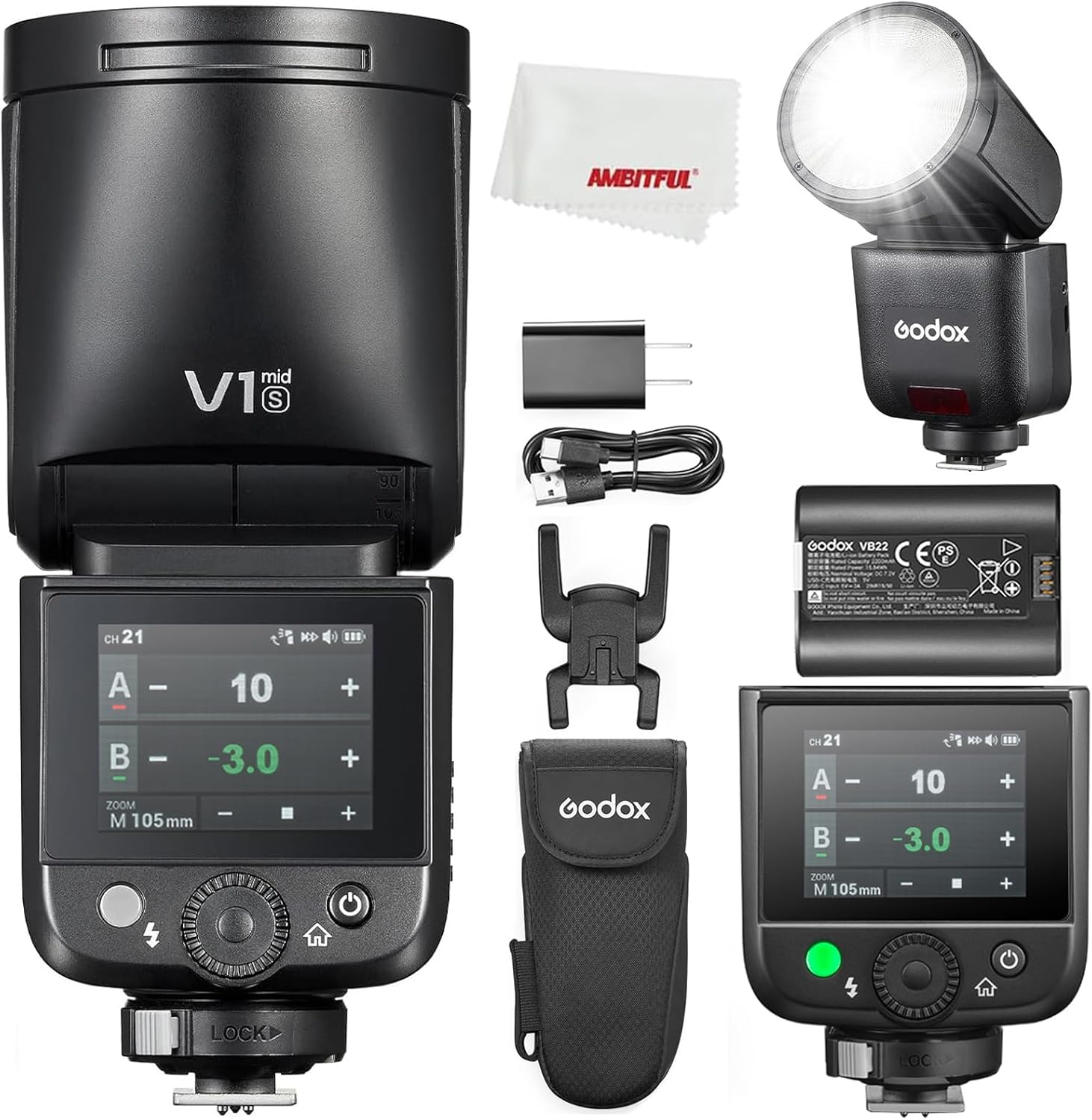 Godox V1 mid C V1midC 55Ws TTL Round Head mini Flash for Canon,1.7 sec Recycle Time,2.4G X Wireless HSS 1/8000s,Full-Color Touchscreen,USB-C Lithium Battery (V1 MID S for Sony)