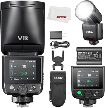 Godox V1 mid S V1midS Godox Flash for Sony Flash,55Ws TTL Round Head Camera Flash,1.7s Recycle Time,2.4G X Wireless HSS 1/8000s,Full-Color Touchscreen,USB-C Lithium Battery V1 MID S for Sony