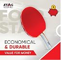 STAG ICONIC 4 Star Table Tennis Racquet for Beginners & Intermediate Players | High Speed & Control with Inverted Smooth Rubber | Flared Handle Shakehand (Red/Black) gallery image