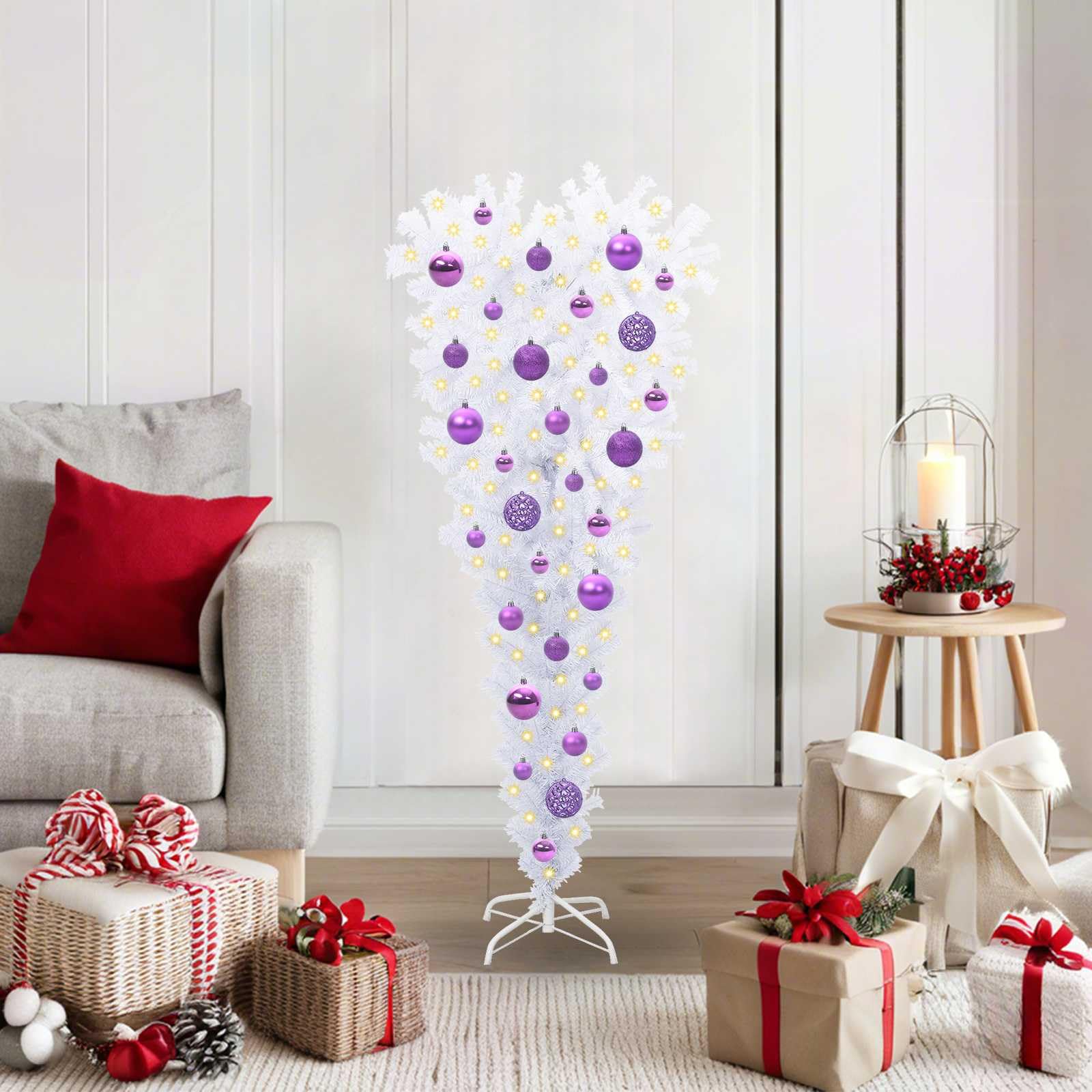 Árbol de Navidad artificial de 120 cm con 150 luces LED de bajo consumo en PVC