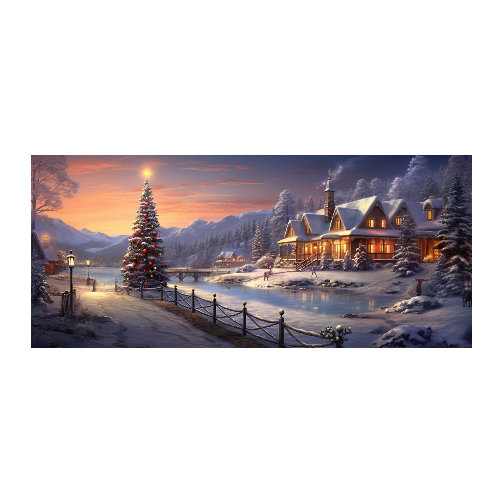7 x 16 ft Garage Door Christmas Decorations,Garage Door Christmas Hanging Banner Cover Xmas Winter Print Backdrop Decoration Large Christmas Garage Door Cover for Xmas Eve Holiday Party Wall Door