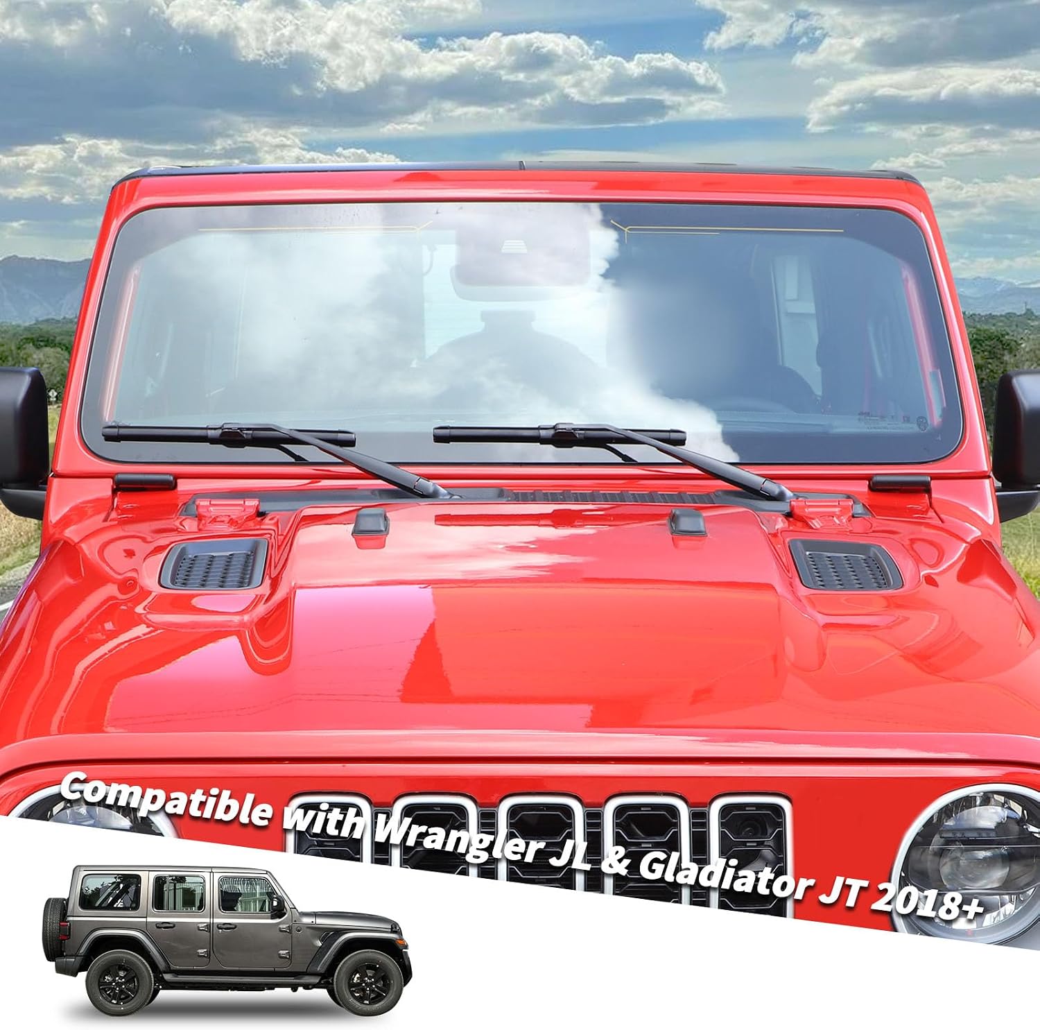 Jimen Compatible with Jeep Wrangler JL JLU & Jeep Gladiator JT 2018-2024, 1 Pair Car Front Windshield Hinge Cover Trim (Matte Black)