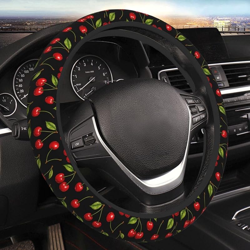 Capa para Volante em Neoprene Delicious Cherry com Elástico e Superfície Antiderrapante ACDRUING